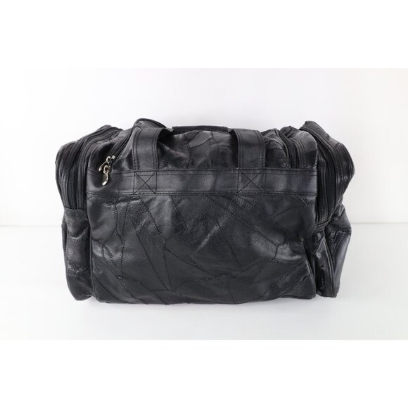 Vintage 90s Streetwear Distressed Genuine Buffalo Leather Duffel Bag Weekender - Picture 7 of 10